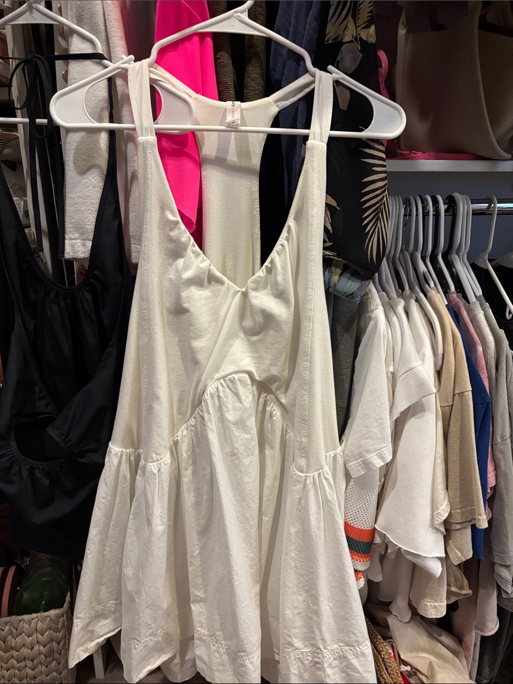 Anthropologie Cream Sleeveless Tiered Mini Dress